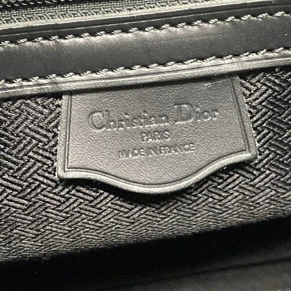 Auth DIOR/ChristianDior Trotteur Black Gray Dark Gray Jacquard Leather Handbag - Picture 7 of 16